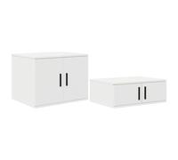 Fisinber Set di 2 armadietti portaoggetti, bianco, 108 x 41 x 40 cm | Mobile versatile con ante incernierate e ripiani aperti per organizzare la sala da pranzo e il corridoio.