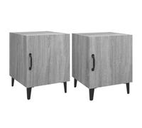 Fisinber Set di 2 comodini, grigio Sonoma, 40 x 40 x 50 cm, in legno | Armadietto compatto per camera da letto con anta, pratico ripiano e robusto supporto da parete per la vostra casa.