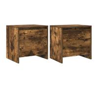 Fisinber Set di 2 comodini in rovere affumicato, 45 x 34 x 44,5 cm, con | I comodini compatti per camera da letto offrono spazio chiuso dietro la porta e una superficie facile da pulire.