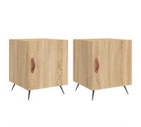Fisinber Set di 2 comodini in rovere Sonoma, 40 x 40 x 50 cm, con porta | Comodini compatti per camera da letto con scomparto dietro la porta e robusti piedini in metallo per una conservazione