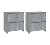 Fisinber Set di 2 credenze grigio Sonoma, 70 x 41 x 75 cm, in legno | Due eleganti comò con 4 ante offrono molto spazio per soggiorno, corridoio e camera da letto.