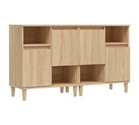 Fisinber Set di 2 credenze in rovere Sonoma, 60 x 35 x 70 cm, comò | Elegante credenza con 4 scomparti e 2 ante per camera da letto e soggiorno. Stabile grazie alle gambe in legno massiccio di