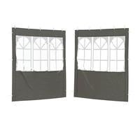 Fisinber Set di 2 pannelli laterali per feste, 200 x 195 cm, con finestre decorative, protezione da sguardi indiscreti e antivento per tenda da giardino, antracite PE e acciaio
