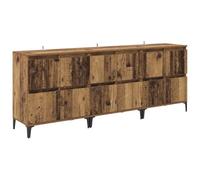 Fisinber Set di 3 credenze effetto legno anticato, 60 x 35 x 70 cm, in | Tre credenze compatte per soggiorno e sala da pranzo offrono molto spazio dietro le porte in robusto legno.