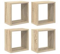 Fisinber Set di 4 mensole da parete a forma di cubo, in rovere Sonoma, 26 x 15 x 26 cm