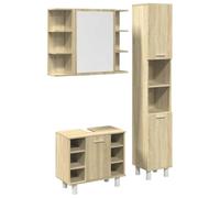 Fisinber Set di mobili da bagno, 3 pezzi, armadietto a specchio e armadi | Elegante set di mobili da bagno da 3 pezzi per il bagno e il WC degli ospiti. Offre ampio spazio e riflesso chiaro.
