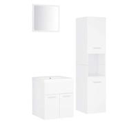 Fisinber Set di mobili da bagno da 4 pezzi con lavabo e armadietto alto | Pratica soluzione completa per il bagno in legno e ceramica, con specchio per uno sfruttamento ottimale dello spazio.
