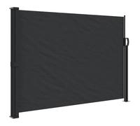 Fisinber Tenda da sole laterale estensibile, colore nero, 140 x 600 cm, protezione da sguardi indiscreti e dal vento, per giardino, terrazza e balcone, tenda verticale con sistema di ritorno