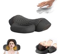 Fisiorest 3 in 1 Neck Massager, Callixethera Pillow Massage Neck Hump, Portable Memory Foam Pillows, With Heat, With Traction for Sleep Aid (Black)