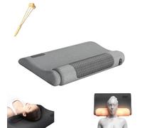Fisiorest 3-in-1 Neck Massager Pillow, Neck Pillow Traction Massager Neck Hump with Heat, Adjustable Memory Foam Pillows, Physical Stretching (Light Grey)