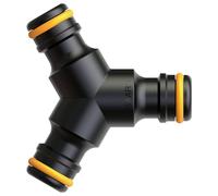 Fiskars Deviatore a 3 Vie, Facile Afflusso d'Acqua in 2 Tubi, Per Tutti i Tipi e Dimensioni di Connettori Rapidi per Tubo, Misura Universale, 18 g, Nero/Arancione, 1027070