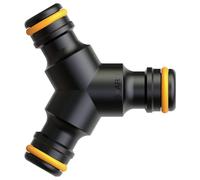 Fiskars Deviatore a 3 Vie, Facile Afflusso d'Acqua in 2 Tubi, Per Tutti i Tipi e Dimensioni di Connettori Rapidi per Tubo, Misura Universale, 18 g, Nero/Arancione, 1027070