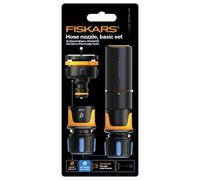 Fiskars Kit Iniziale per Lance da Irrigazione, SoftGrip, Con Lancia, Connettore per Rubinetto Multi e Connettori per Tubo, Ø 1,3-1,5 cm (1/2-5/8''), Nero/Arancione/Blu, 1027091