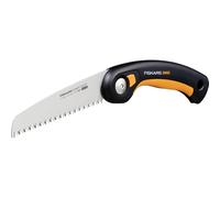 Fiskars Seghetto a Serramanico Plus, Per Rami e Tronchi Spessi, 3 Posizioni di Taglio, Lama Affilata Power Tooth, Denti Grossi, Lunghezza della Lama: 15 cm, Nero/Arancione, SW68, 1067552