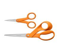 Fiskars 67517197J Forbici originali con manico arancione da 8 pollici e 5 pollici, set da 2 pezzi, nero, importazione USA