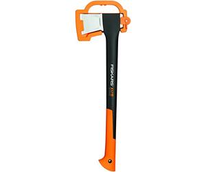 Fiskars Ascia da Spacco, Con Protezione per Trasporto e Conservazione | Lunga 60cm, Rivestimento Antiaderente, Lama: Acciaio, Nero/Arancione, X17-M, 1,53kg, 1015641