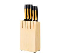 Fiskars Ceppo per Coltelli con 5 Coltelli, Larghezza: 14,5 cm, Altezza: 36 cm, Legno di Betulla, Functional Form, 1062927