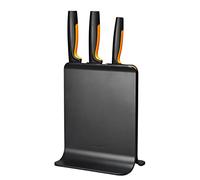 Fiskars Ceppo per coltelli di design con 3 coltelli, Functional Form, Incl. Spelucchino, Coltello Santoku e Coltello da cuoco, Plastica, Nero, 1057555