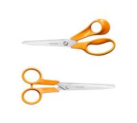 Fiskars Classic 1082450 - Forbici universali da 21 cm + forbici universali da 16 cm, lame di precisione in acciaio inox, manici ergonomici, ideali per carta, tessuti e lavori d'ufficio, 1082450