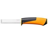 Fiskars Coltello da carpentiere, Include fodero con affilalama, Lunghezza totale: 22,4 cm, Nero/Arancione/Giallo, 1023621