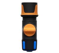 Fiskars Connettore Tubo, Con Valvola On/Off, Inserti SoftGrip, Misura Universale, Ø 1,3-1,5 cm (1/2-5/8''), 65 g, Nero/Arancione/Blu, 1027086