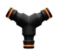 Fiskars Deviatore a 3 Vie, Facile Afflusso d'Acqua in 2 Tubi, Per Tutti i Tipi e Dimensioni di Connettori Rapidi per Tubo, Misura Universale, 18 g, Nero/Arancione, 1027070
