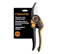 Fiskars DualAction - Potatore manuale con due modalità di taglio, potatore da giardino bypass per steli e rami fino a 2,5 cm, lama in acciaio a basso attrito, telaio FiberComp