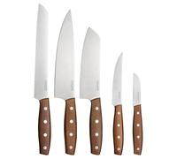 Fiskars Folken Set di 5 Coltelli, Coltello da Chef, Coltello Santoku