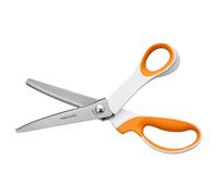 Fiskars Forbici a Zig Zag, lunghezza: 24,2 cm, per destrimani, lama in acciaio inox/manici in plastica, Bianco/Arancio, SoftGrip, 1070024