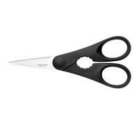 Fiskars Forbici da Cucina con svita-Tappi, Lunghezza 20 cm, Acciaio/Plastica, Essential, Nero, 20 x 8.8 x 1.2 cm, 1023820
