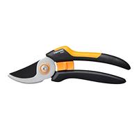 FISKARS Forbici da giardino con lame bypass M, Solid, P321, Cesoie per rami freschi e ramoscelli, Rivestimento antiaderente, Lame in acciaio inox, Lunghezza: 20,1 cm, Nero/Arancione, 1057162