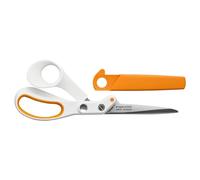 Fiskars Forbici da Sarto Razor Edge, Lunghezza: 21 cm, Lama in Acciaio Inossidabile/Manici in Plastica, Bianco/Arancione, Amplify,1070081