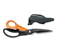 Fiskars Forbici Multiuso con Lame Separabili, Inclusa Custodia con Affilaforbici, 23 cm, Rivestimento in Titanio, Lama in Acciaio Inox/Impugnatura in Plastica, Nero/Arancione, Cuts + More, 1000809
