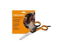 Fiskars Forbici per miscelare animali domestici, forbici durevoli e precise, denti seghettati e manico SoftGrip™ a 5 punti, 16,5 cm