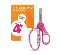 Fiskars Forbici SoftGrip con punta smussata da 12,7 cm, per bambini dai 4 ai 7 anni, forbici per scuola o artigianato, forniture per il rientro a scuola, motivo floreale rosa/turchese