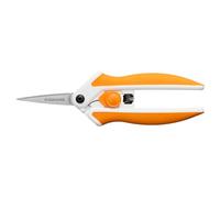 Fiskars Forbici Softgrip per Tessuti, Con Micropunta, Lunghezza: 15 cm, Lama in Acciaio Inox/Manici in Plastica, Bianco/Arancione, Easy Action, 1070029