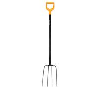 Fiskars Forcone per Compost con 4 Rebbi, Lunghezza: 126 cm, Rebbi in Acciaio di Qualità/Manico in Plastica Rinforzata con Fbra di Vetro, Nero/Arancio, Solido, 1070674