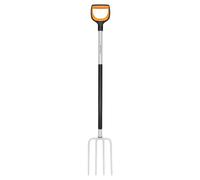 Fiskars Forcone per Terreni Duri e Sassosi, Con 4 Rebbi, Lunghezza: 120 cm, Rebbi in Acciaio di Qualità/Manico in Plastica Rinforzata con Fibra di Vetro, Nero/Arancione, Solid, Xact, 1070716