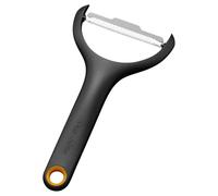 Fiskars Functional Form Pelapatate Julienne, Pelapatate a Y per Sottili Strisce di Verdura, Lama Orientabile, Lama in Acciaio Inossidabile/Manico in Plastica, Nero/Arancione, 1079909