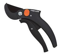 FISKARS Forbici a Incudine per Legno Secco e Duro, PowerLever, P53, Diametro di taglio 2 cm, Lame in Acciaio di Qualità con Rivestimento Antiaderente, Lunghezza: 17.5 cm, Nero/Arancione, 1001532