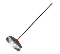 Fiskars GG135016 Solid Scopa per Foglie, L, Assemblata | Larghezza: 52 cm, Denti in plastica/Manico in alluminio, Nero/Arancione, L, Solid, 1003465