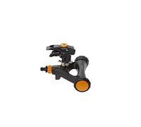 Fiskars Irrigatore a Impulso XL di Metallo con Ruote, Con Distanza, Getto e Rotazione Regolabili, Misura Universale, Portata Ø 26 m, 938 g, Nero/Arancione, 1023656