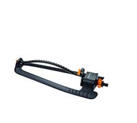 Fiskars Irrigatore Oscillante L, 19 Getti, Facile Regolazione della Portata, Risparmio d'Acqua, Solida Base in Plastica, Misura Universale, Portata 17,5 x 19 m, 654 g, Nero/Arancione, 1023660