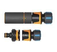 Fiskars Kit Iniziale per Lance da Irrigazione, SoftGrip, Con Lancia, Connettore per Rubinetto Multi e Connettori per Tubo, Ø 1,3-1,5 cm (1/2-5/8''), Nero/Arancione/Blu, 1027091