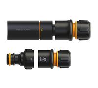 Fiskars Kit Iniziale per Lance da Irrigazione, Solid, SoftGrip, Con Lancia, Connettore per Rubinetto e Connettori per Tubo, Ø 1,3-1,5 cm (1/2-5/8''), Nero/Arancione, 1027090