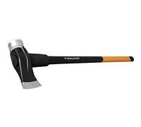 FISKARS Mazza scure 3 kg con paraurti e superficie di battuta anti-scheggia, 2 in 1: ascia e mazza, Lama in acciaio temprato/Manico resistente in fibra di vetro, Nero/Arancione, SAFE-T, X39, 1001703