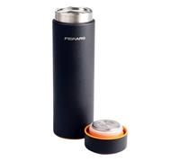 Fiskars On-The-Go Bottiglia Termica, 0,5 l, Bottiglia a Tenuta Stagna, Senza BPA, Per Bevande Calde e Fredde, Design Compatto per l'Uso all'Aperto, Altezza 22 cm, Acciaio Inox, Nero, 1078699