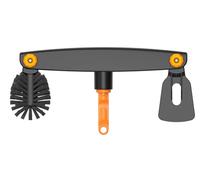 Fiskars Oneclick Pulitore per Grondaie, Accessorio con Raschietto e Spazzola, Cambio Senza Sforzo con Un Solo Clic, Angolo Regolabile, Nero/Arancione, 1080698