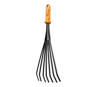 Fiskars OneClick Scopa a ventaglio piccola, Accessorio Rastrello Stretto per Aiuole e Spazi Ristretti, Sostituzione Facile con un Clic, Delicato sulle Piante, Larghezza: 12 cm, Nero/Arancione, 1080682