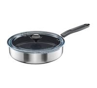 Fiskars Padella con Coperchio, Ø 26 cm, Padella Rivestita, Adatta a Tutti i Piani Cottura, Acciaio Inox Riciclato, Functional Form, Nero, 1072314